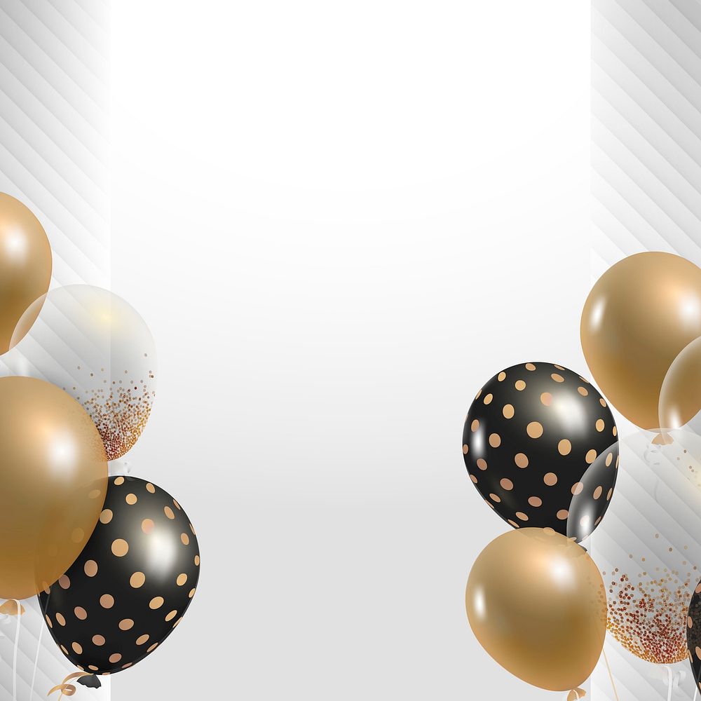 Festive frame psd gold and black balloons