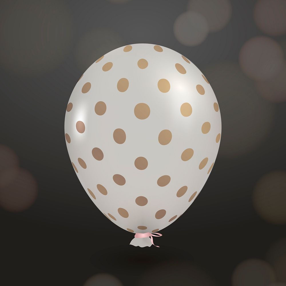 White polka dot party balloon vector