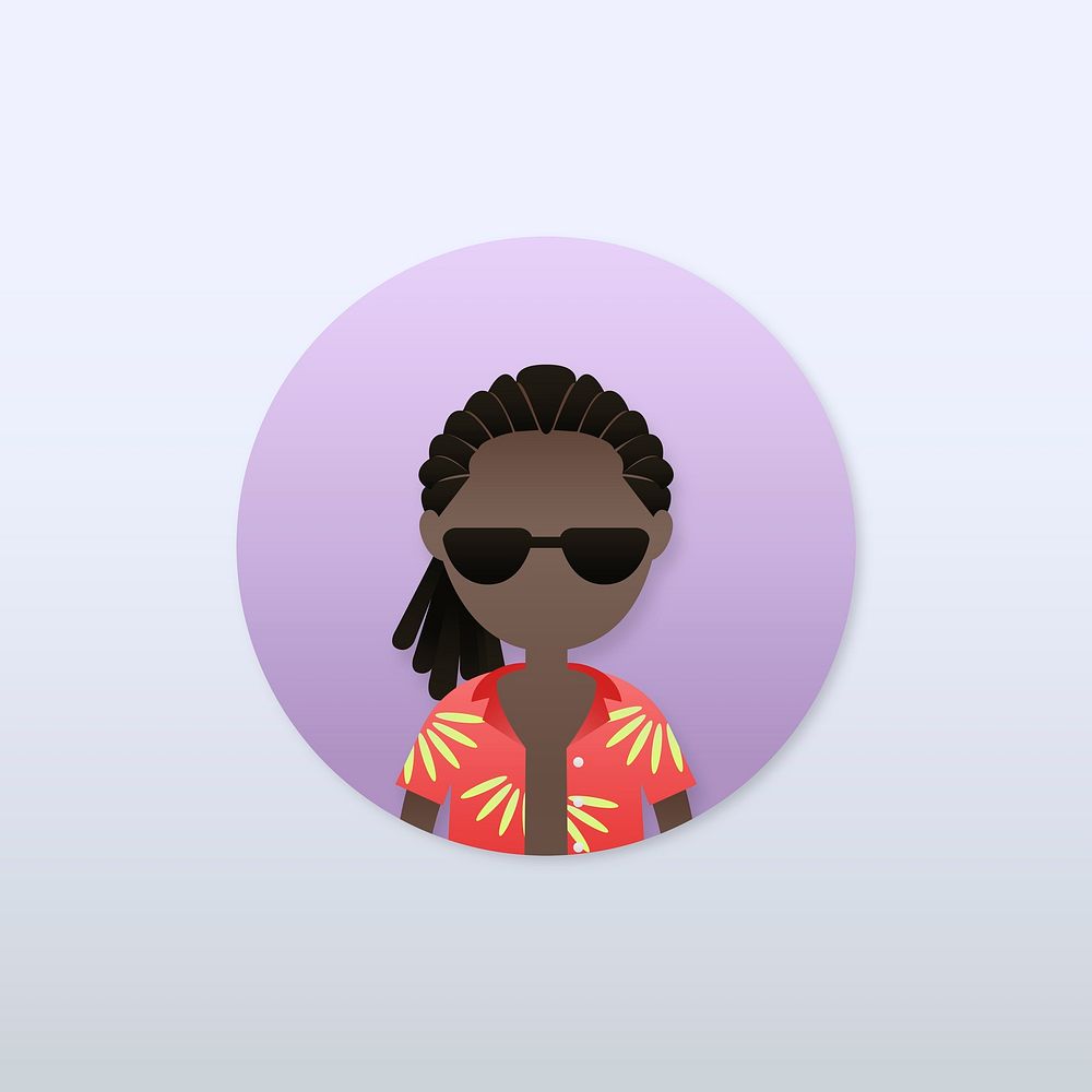 Black man in dreadlocks avatar illustration