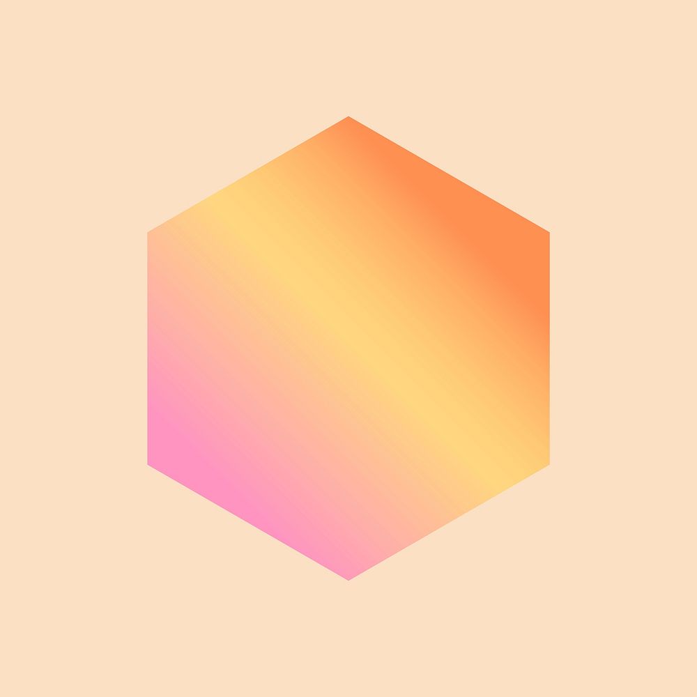 Orange gradient hexagon geometric shape vector