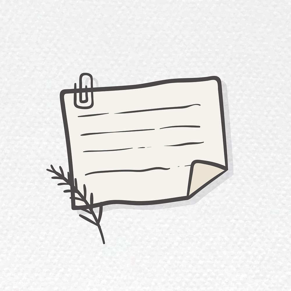 Blank lined paper note with paper clip vector