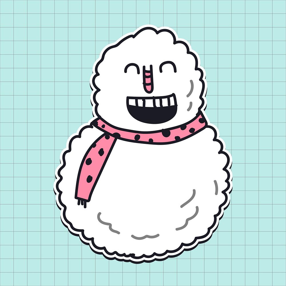 Snowman with pink polka dots scarf sticker vector