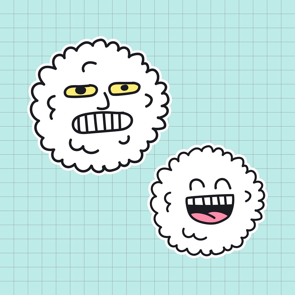 Snowballs with happy face sticker illustration