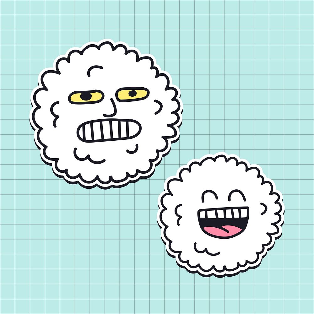 Snowballs with happy face sticker vector