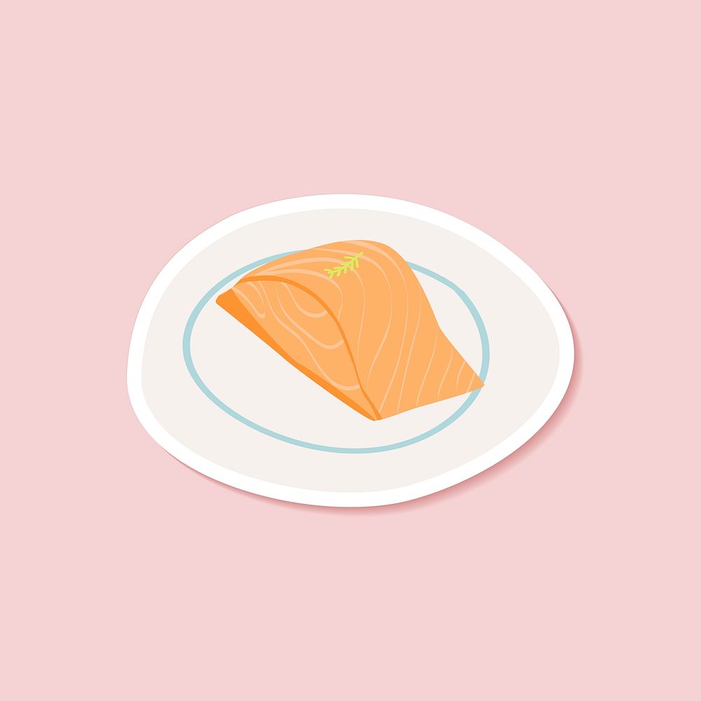 Fresh raw salmon on plate vector
