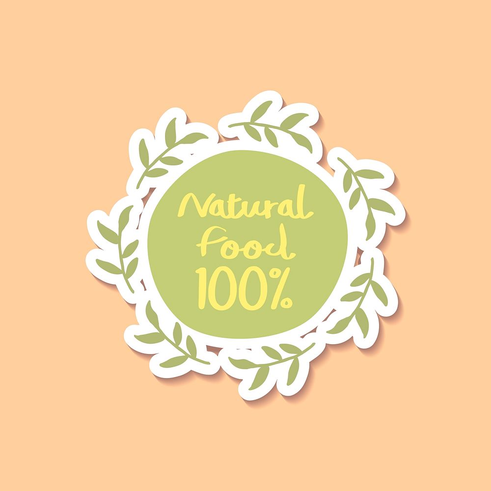 Natural food 100% wreath vector