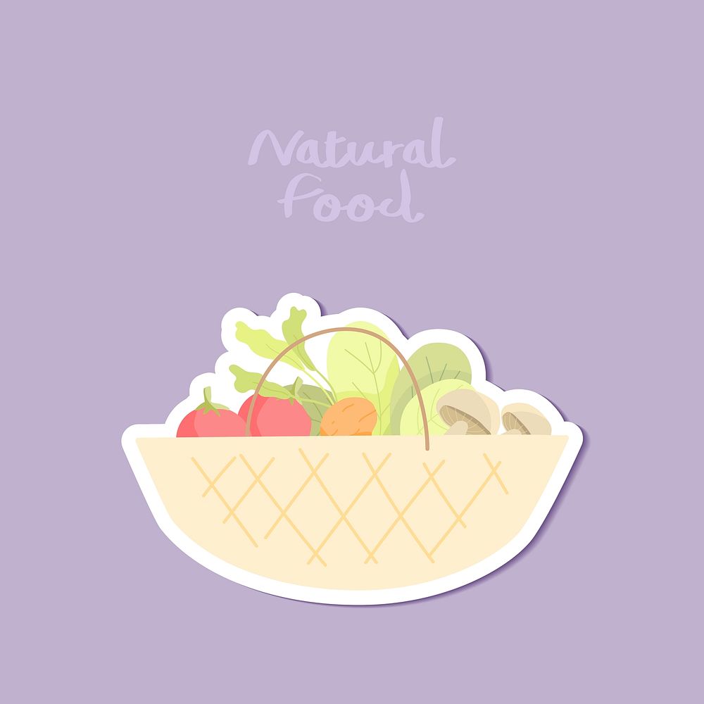 Natural food on purple background vector