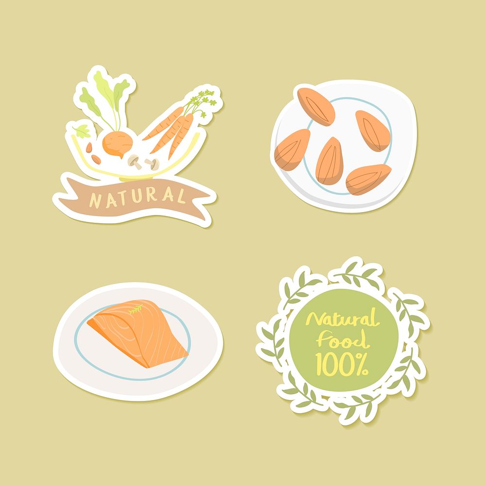 Natural food 100% food collection vector