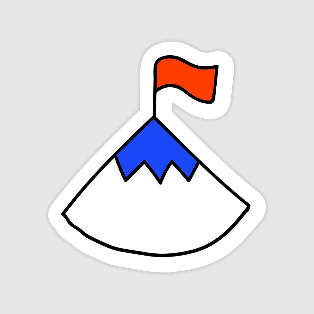Mountain with a flag success icon vector