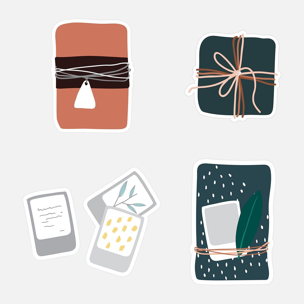 DIY gift wrapping collection sticker vector