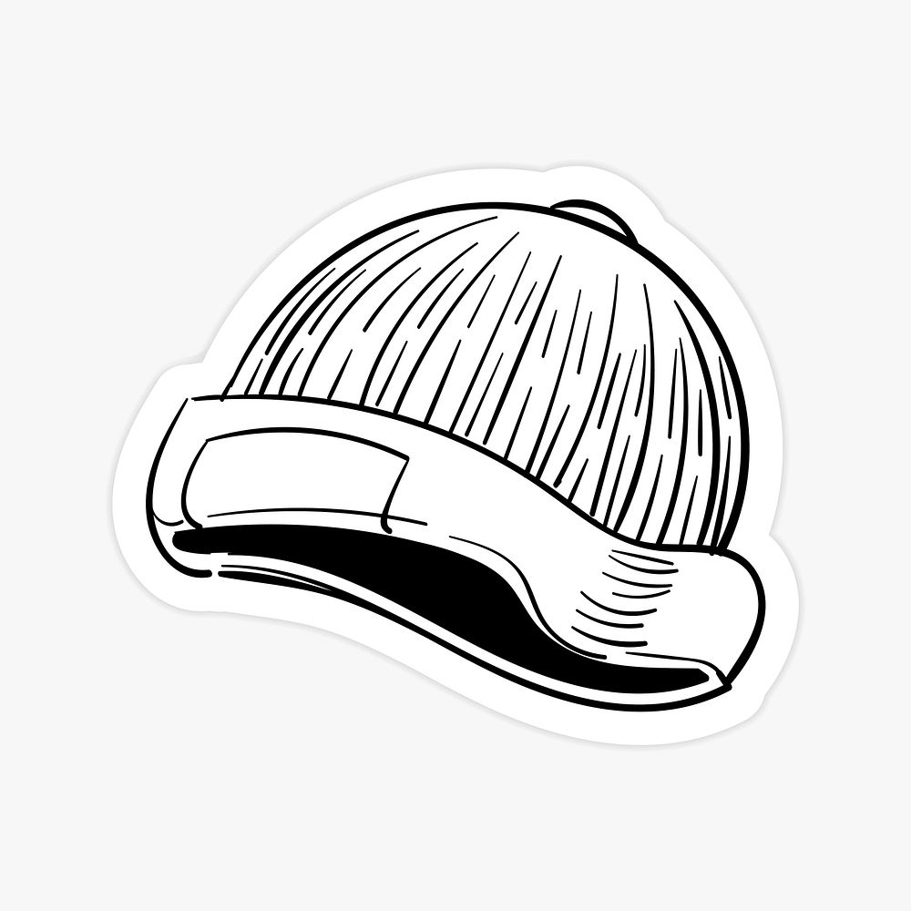 Black and white yarn hat sticker vector