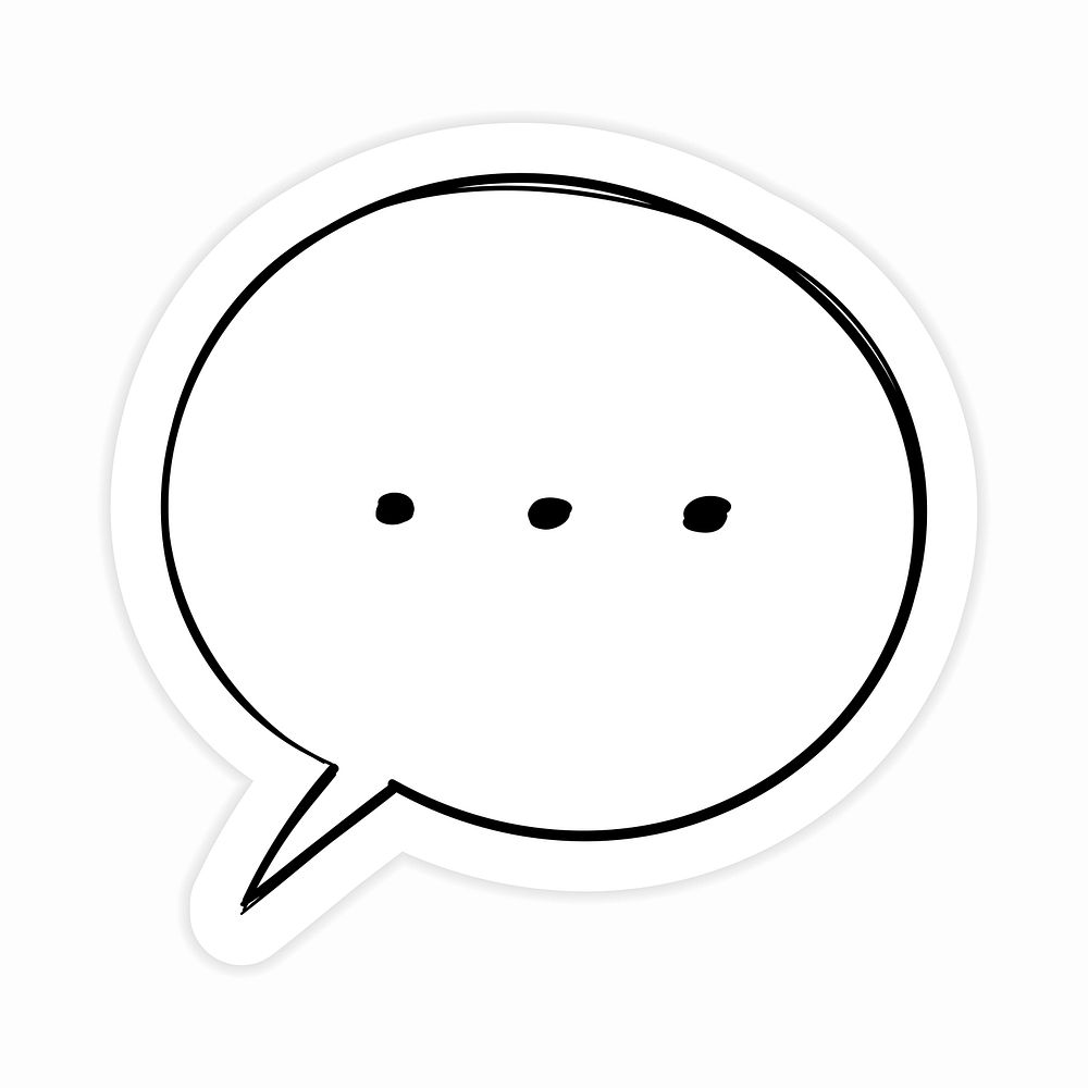 Black and white speech bubble sticker Illustration