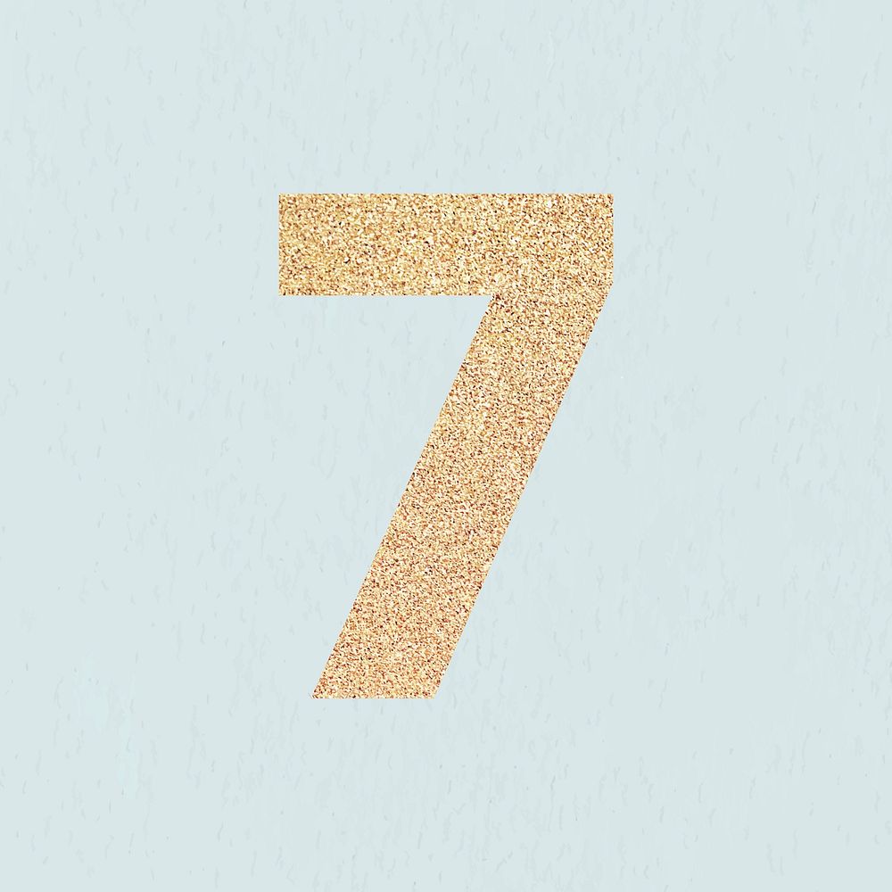 Glitter gold number 7 typography vector