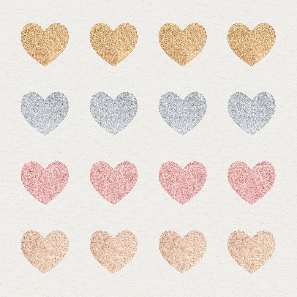 Glitter heart sticker set illustration