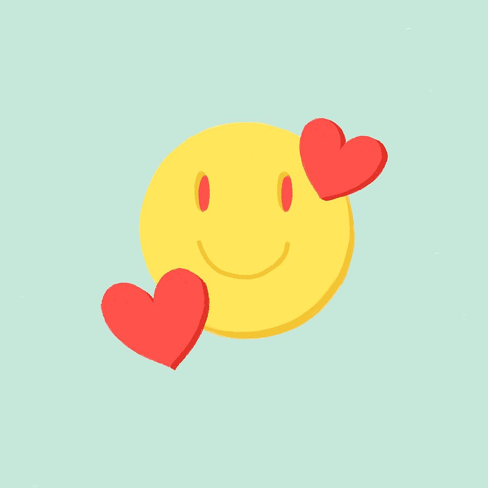 Smiling face emoji with hearts vector