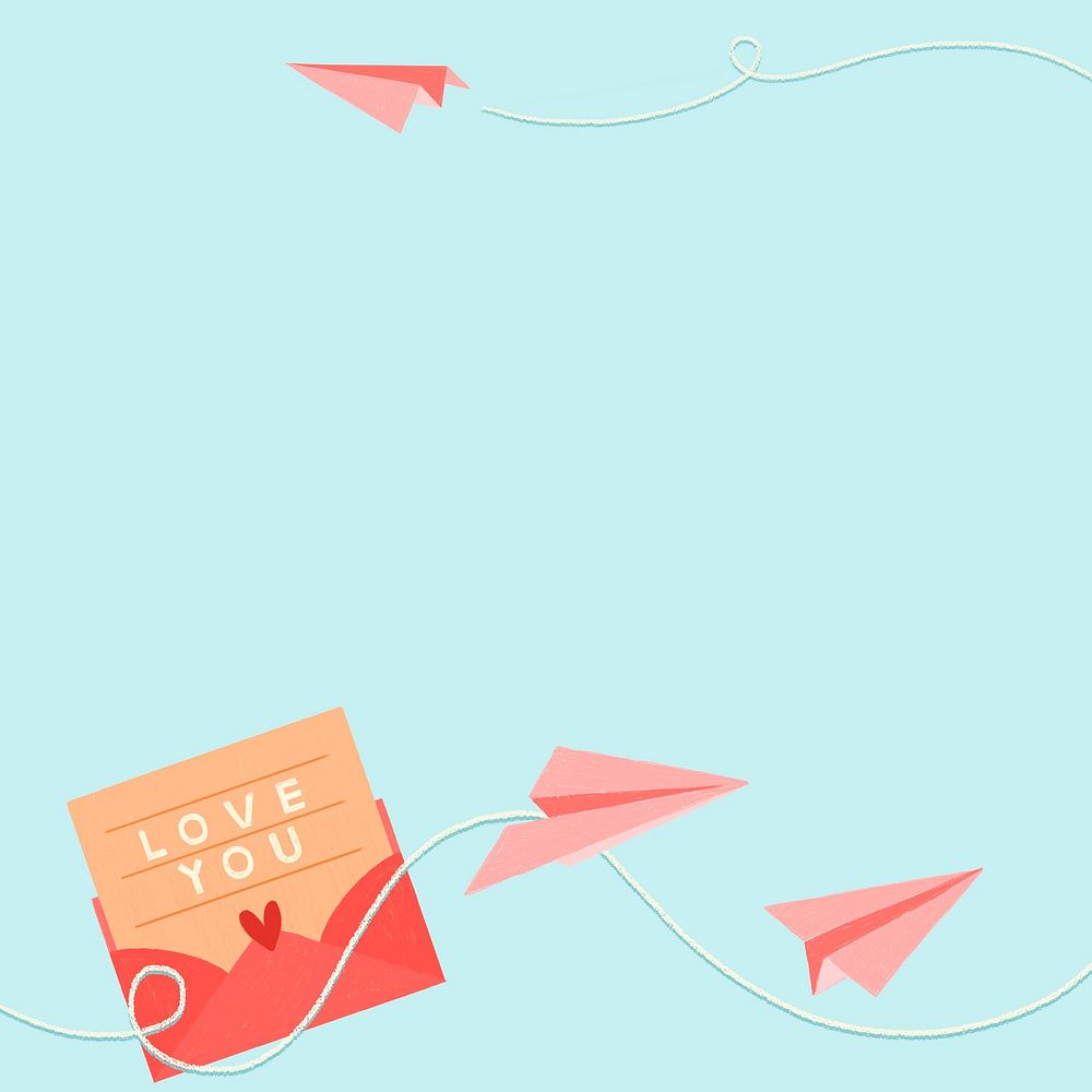 Valentine&rsquo;s love letter background and paper planes border
