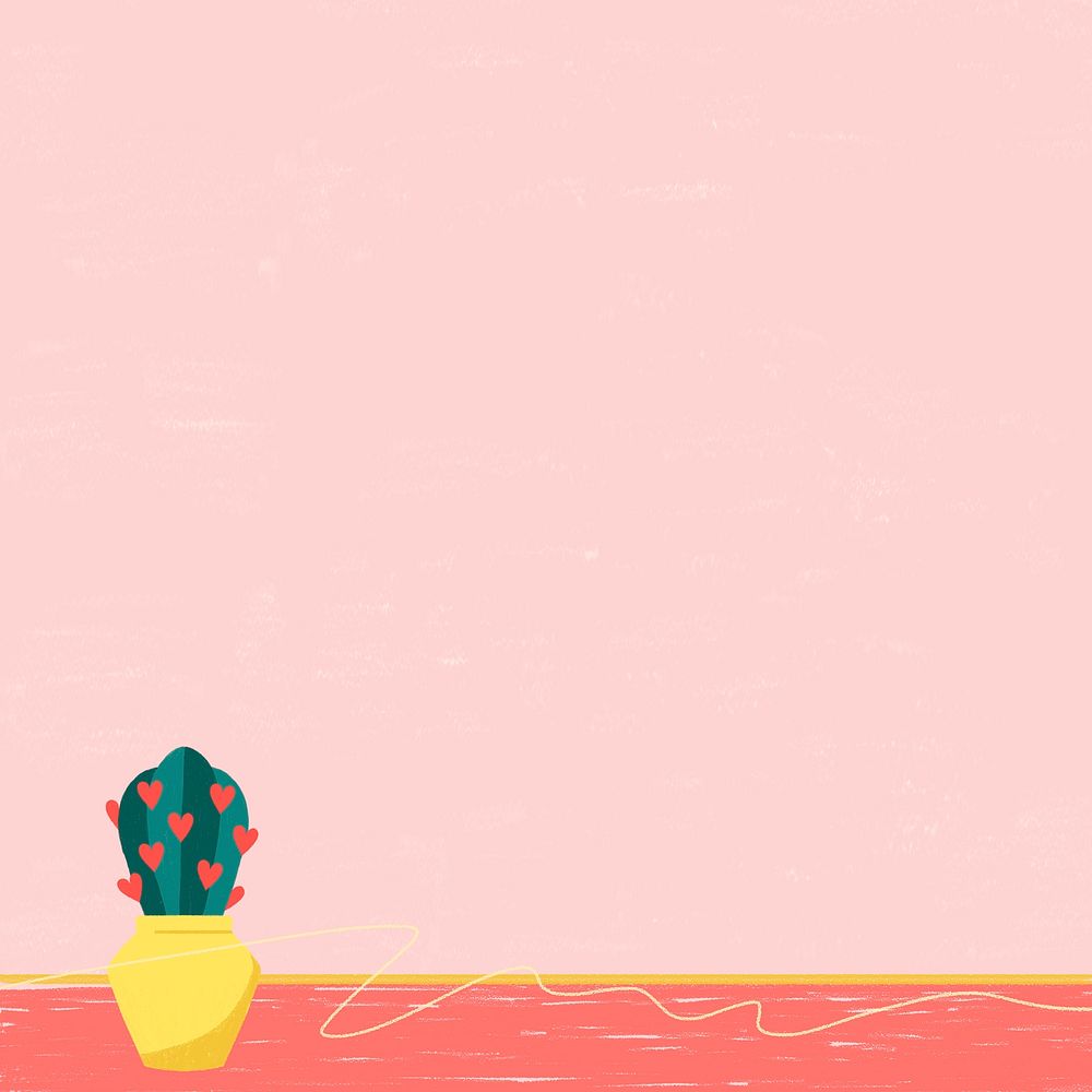 Heart cactus Valentine&rsquo;s day background 
