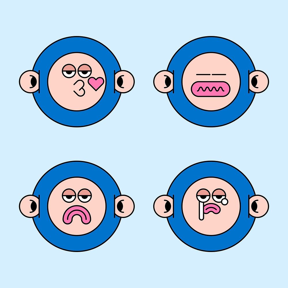 Cool monkey monster sticker set template