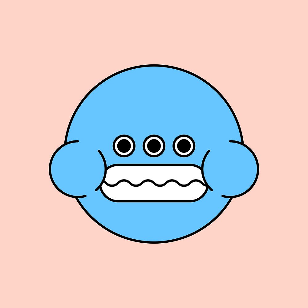 Funky blue monster frog emoji sticker 