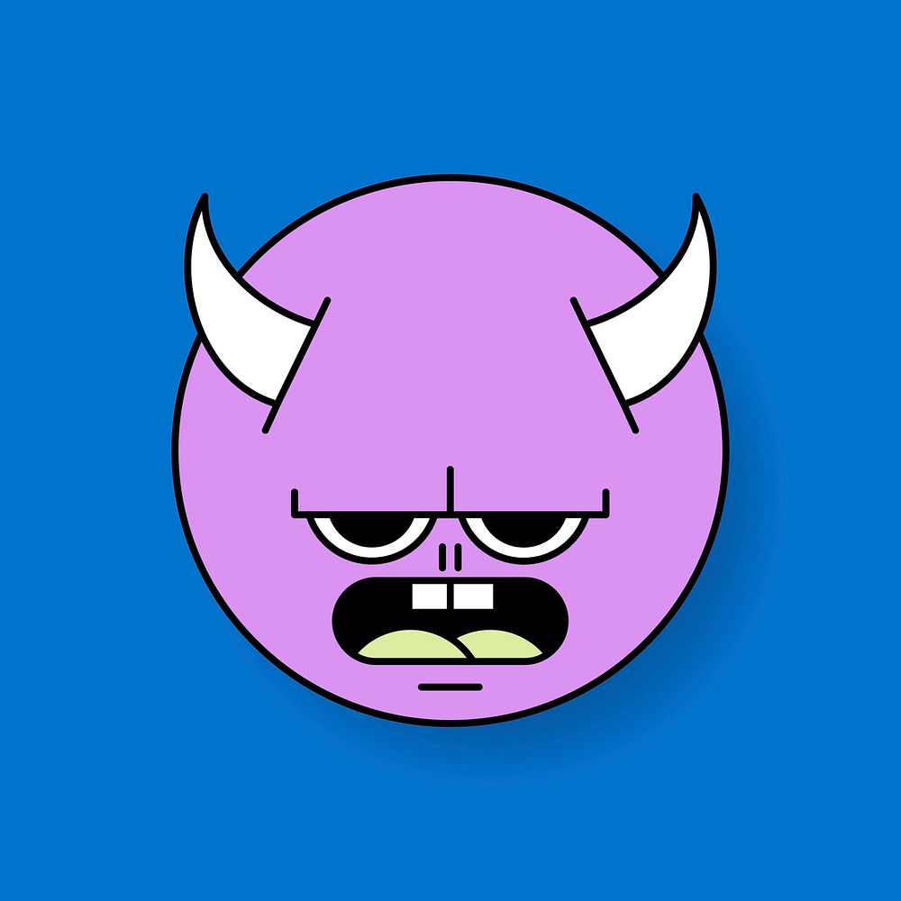 Funky purple devil monster emoji vector
