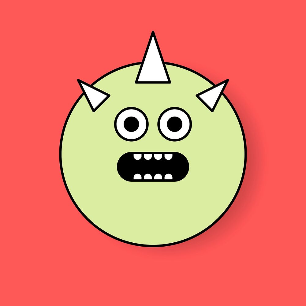 Funky green monster unicorn emoji sticker vector