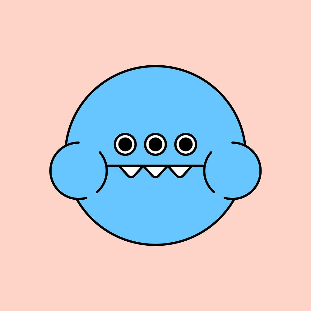 Funky blue monster frog emoji sticker 