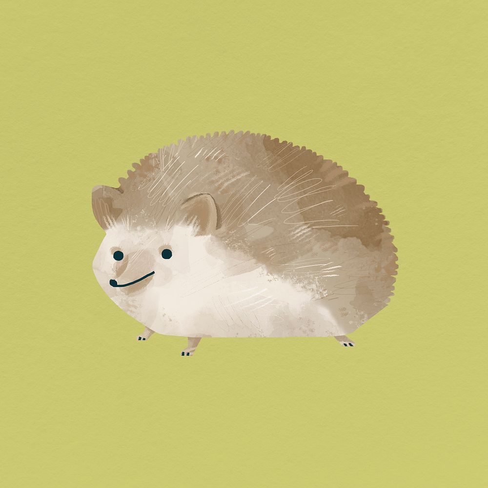 Hedgehog drawing on pastel green background