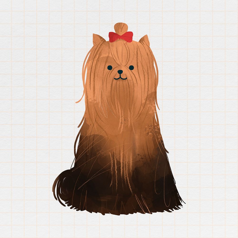 Yorkshire terrier dog illustration on grid background