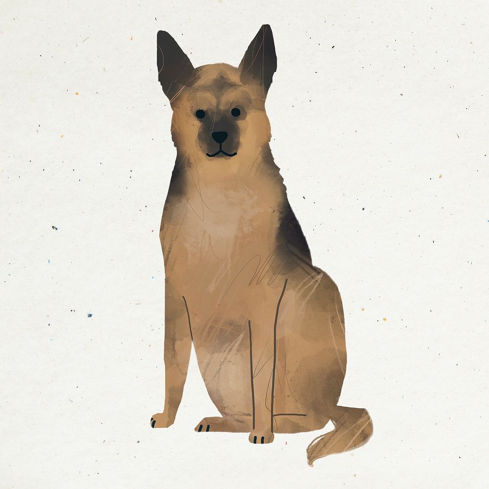 German shepherd dog illustration on white background