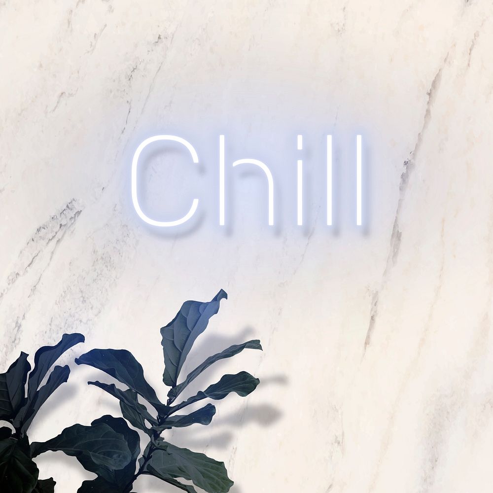 Chill neon word on marbled backgroundvector