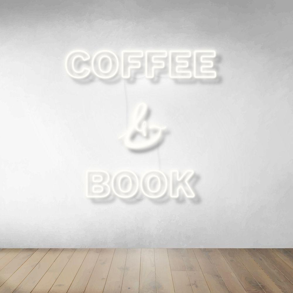 Coffee & book neon word vector