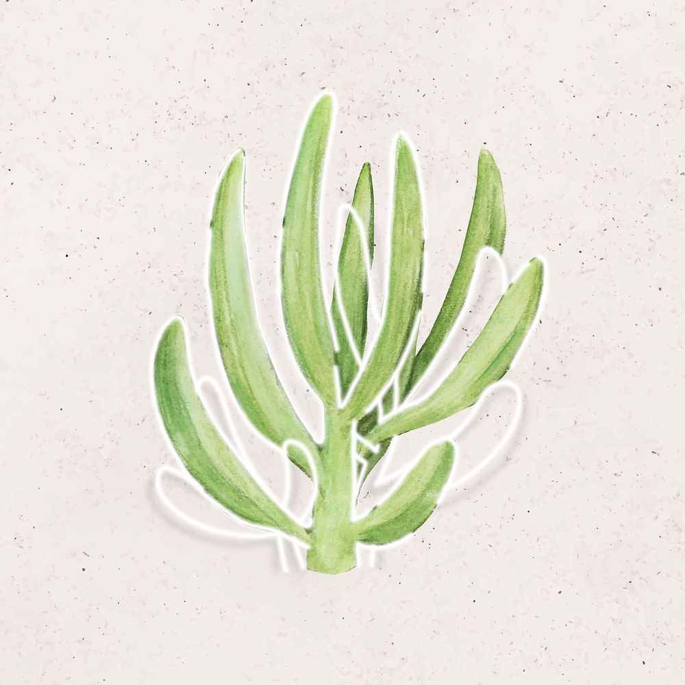 White neon cactus design social ads template vector