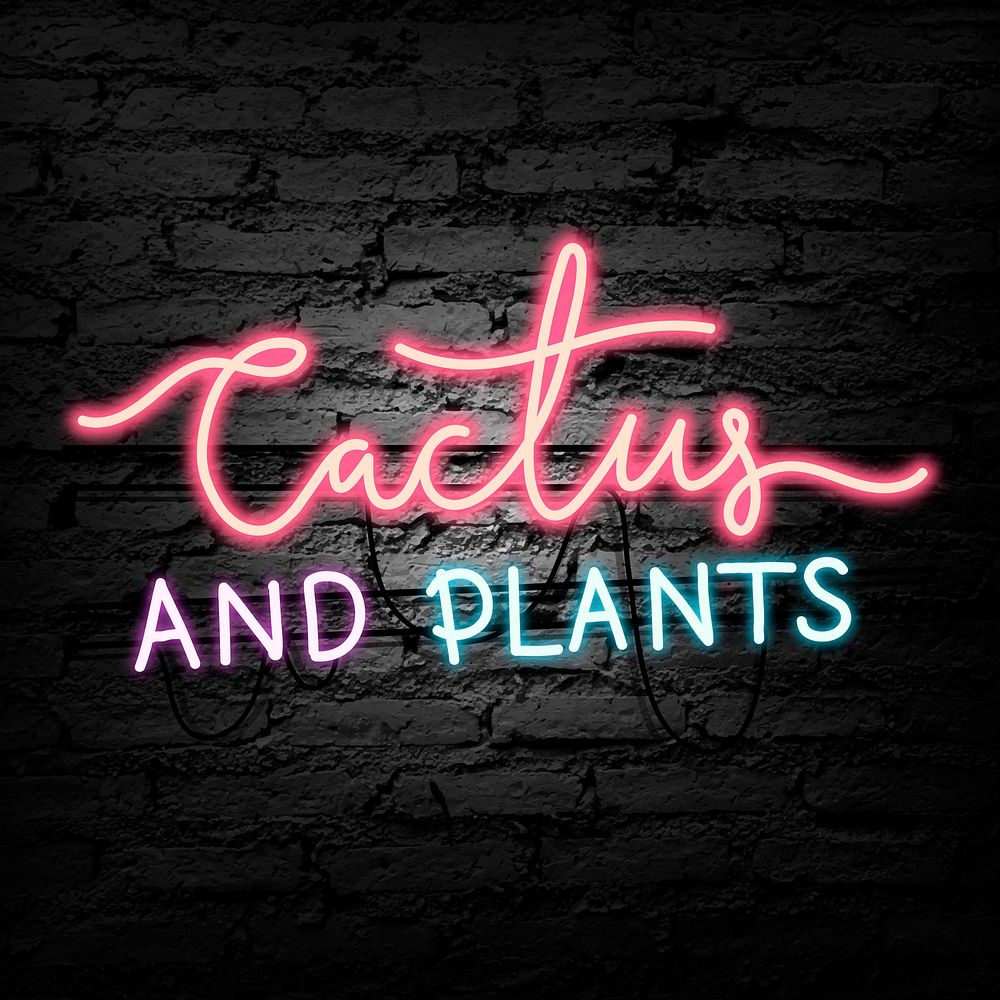 Cactus and plants on a black brick wall social ads template vector
