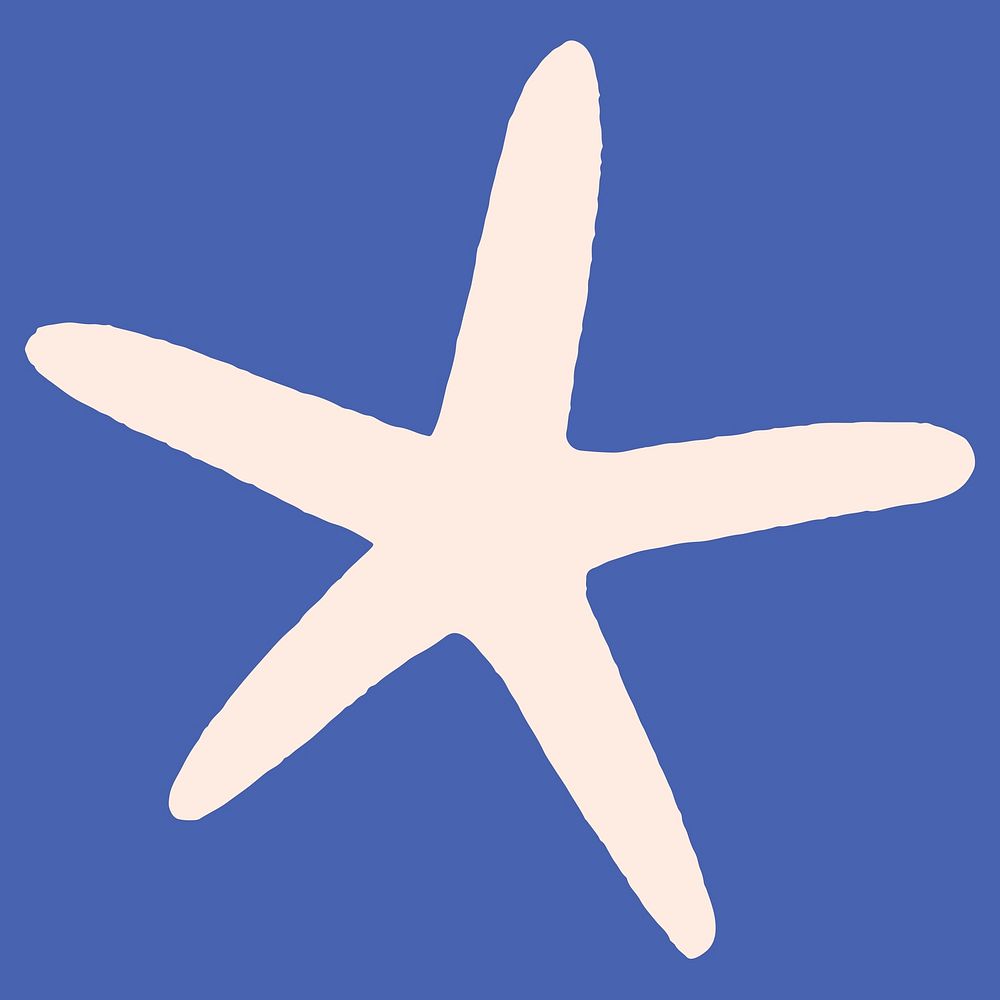 White starfish on blue background mockup illustration
