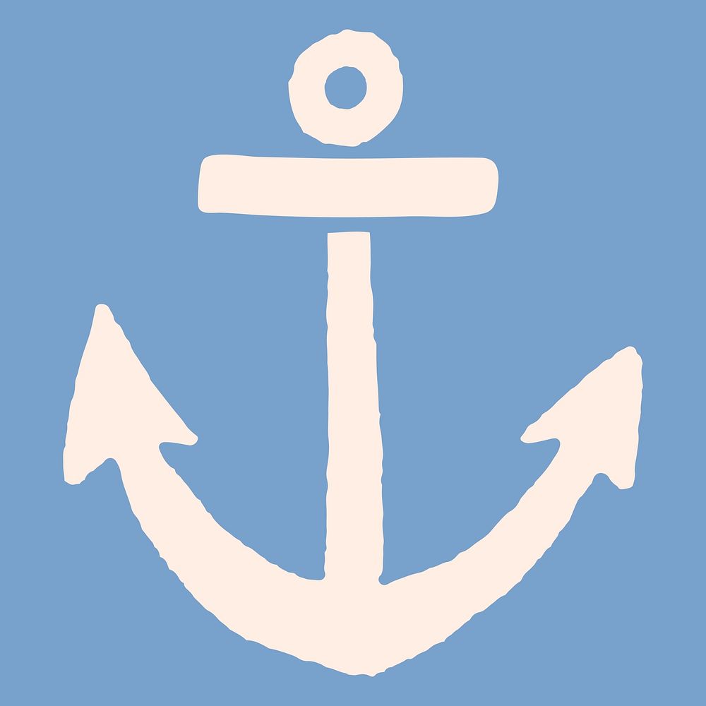 White anchor on blue background vector