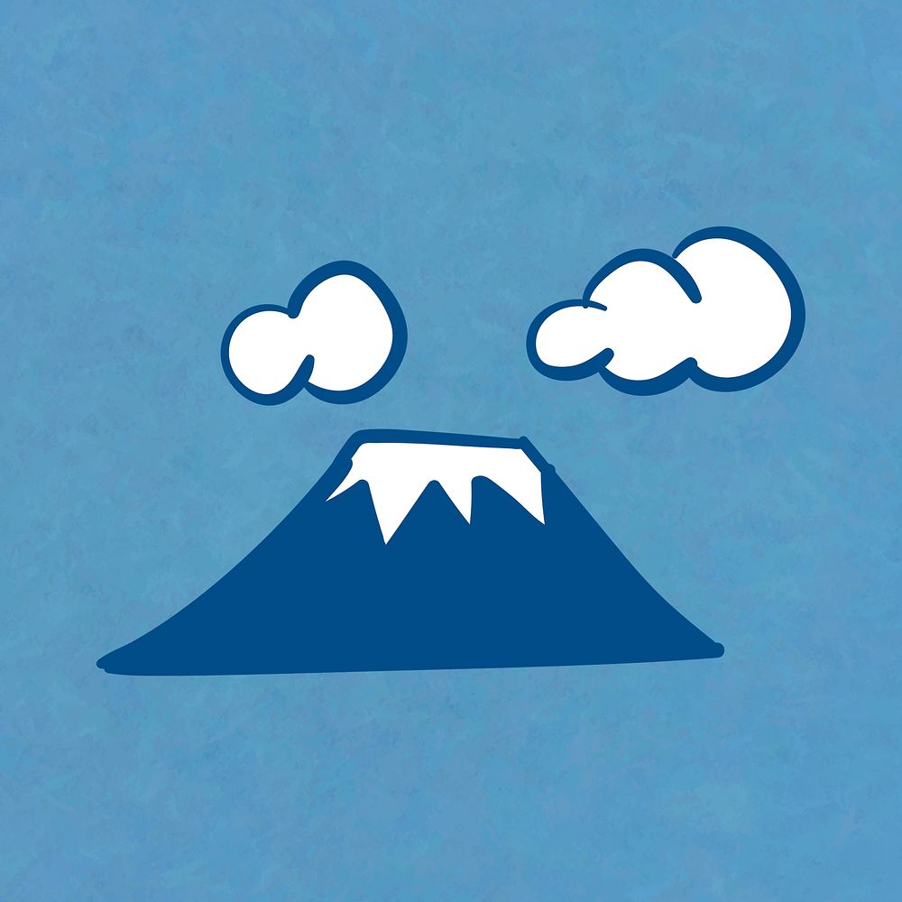 Fuji mountain with snow on top template illustration