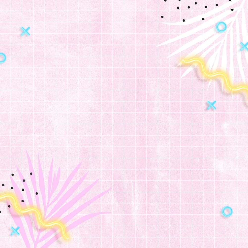 Botany pink grid Memphis background