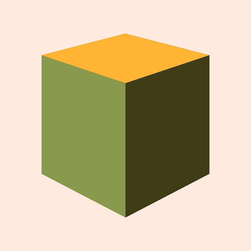 Retro green cube geometrical shape vector