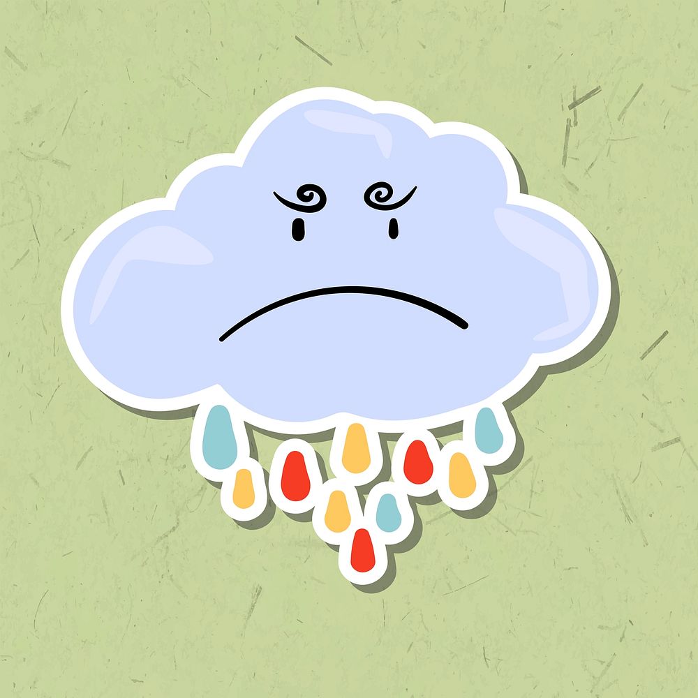 Moody cloud sticker design element illustration