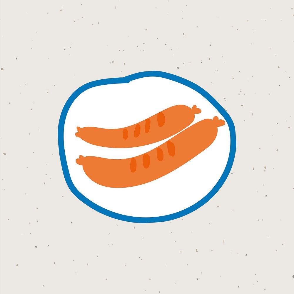 Cute sausages doodle sticker vector