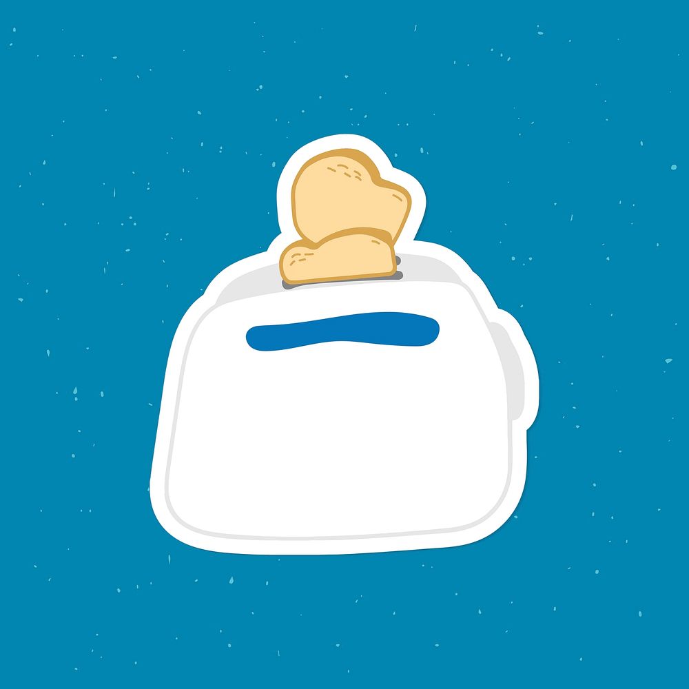 Toasts in a toaster doodle sticker with a white border vector
