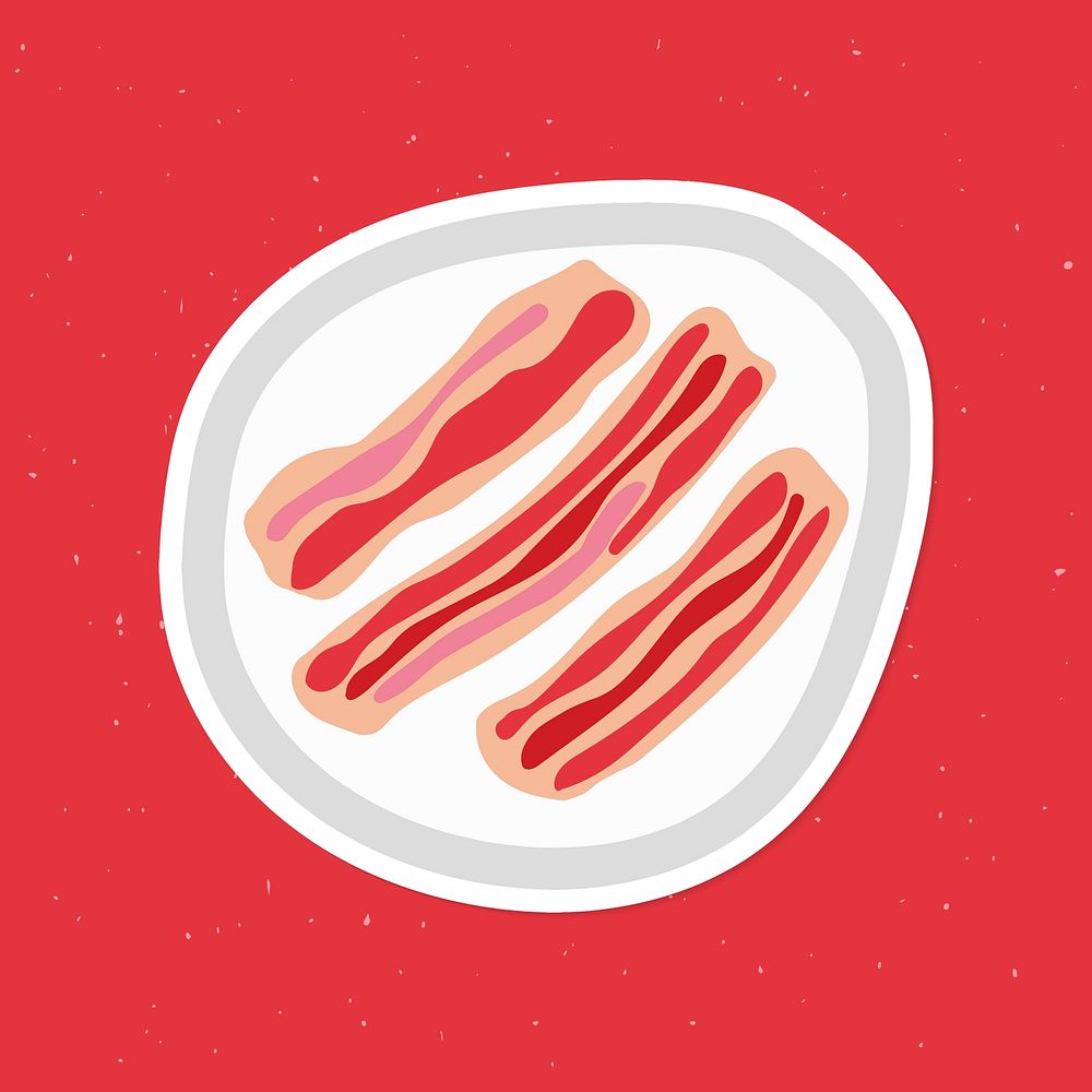 Cute bacon stripes doodle sticker with a white border vector