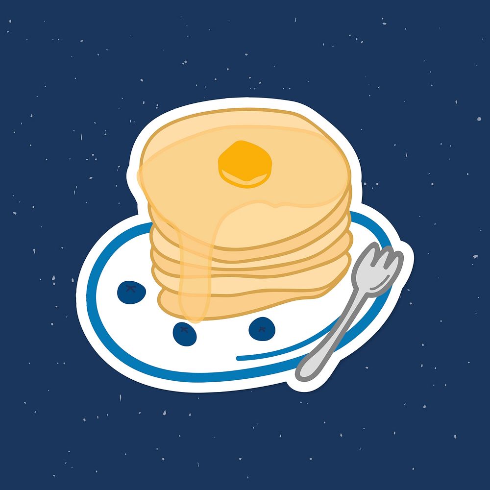 Cute stack of pancakes doodle sticker with a white border vector