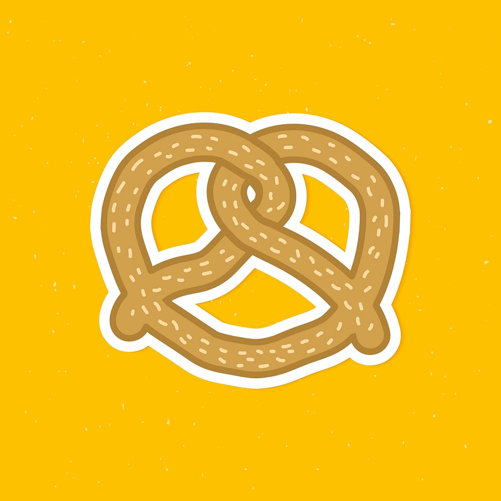Cute pretzel doodle sticker with a white border vector
