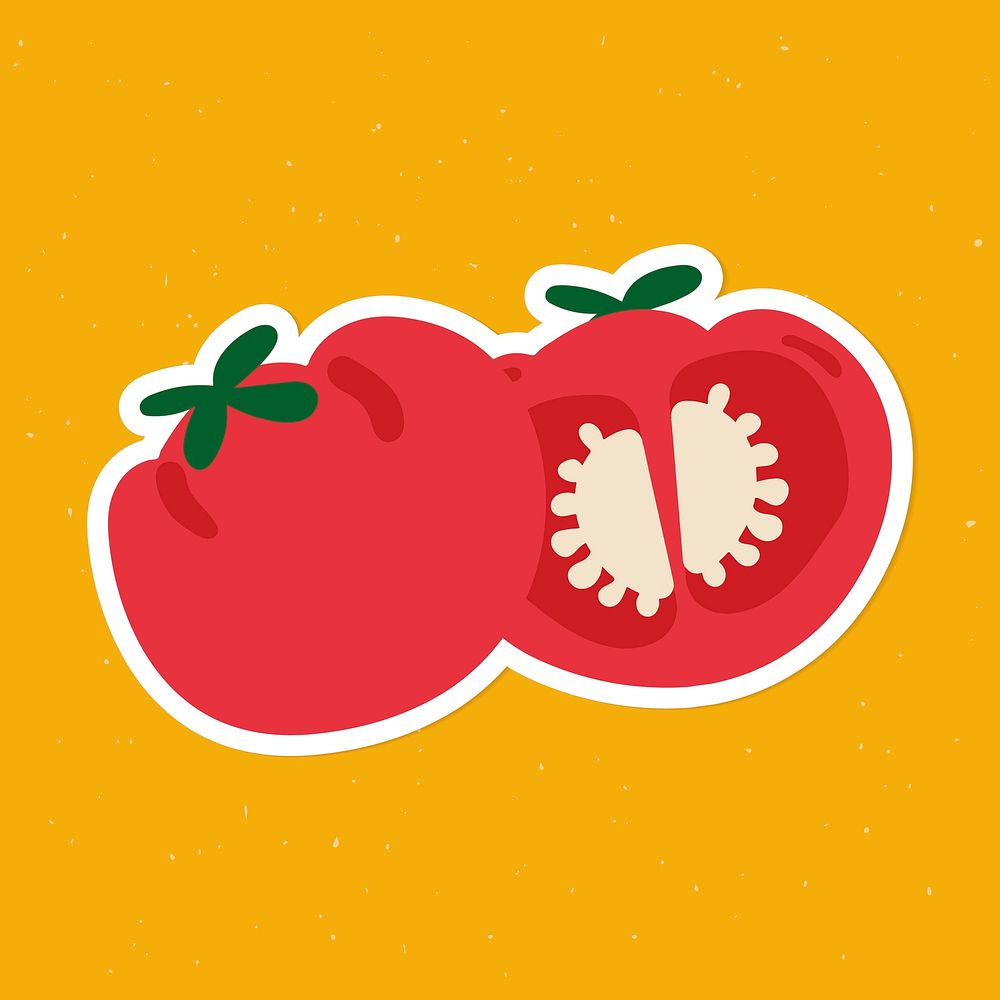 Cute tomato doodle sticker with a white border vector