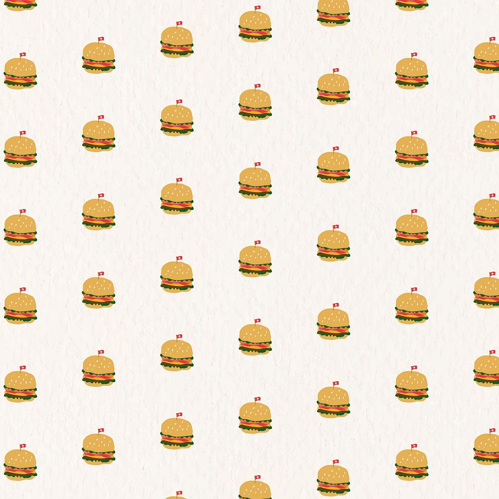 Cute hand drawn burger pattern background