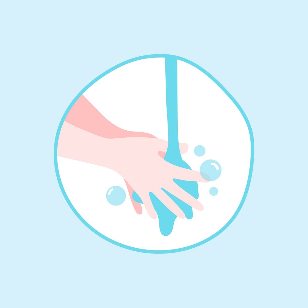 Washing hands with soap and water illustration