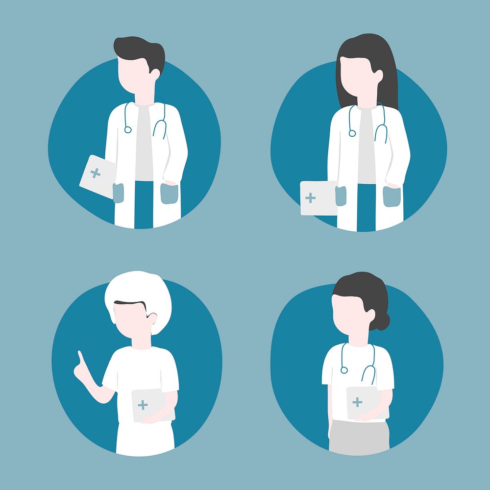 Doctors and nurses with stethoscope covid 19 characters vector