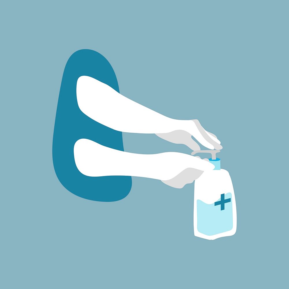 Disinfecting hands with sanitizer gel vector