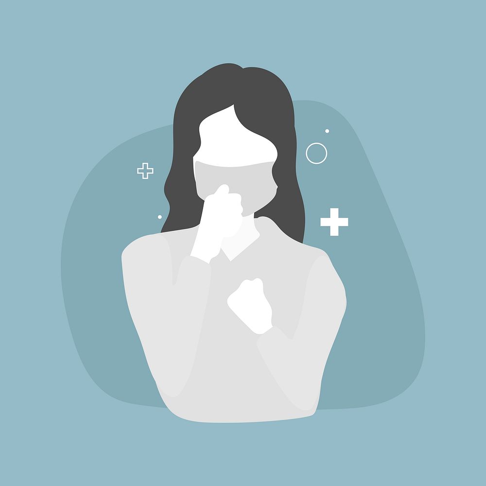 Woman wearing mask with Coronavirus signs and symptoms character element vector